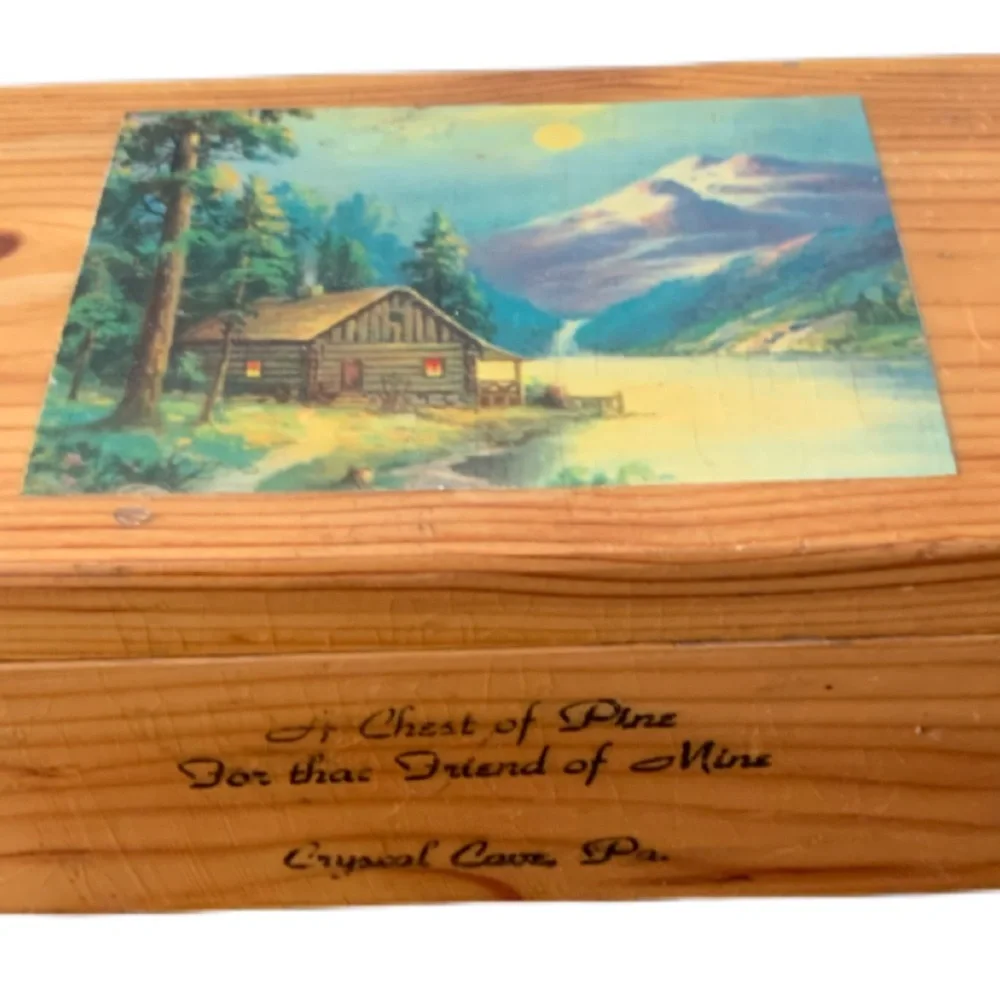 Vintage Crystal Cave PA A Chest of Pine for A Friend of Mine Souvenir Box Style